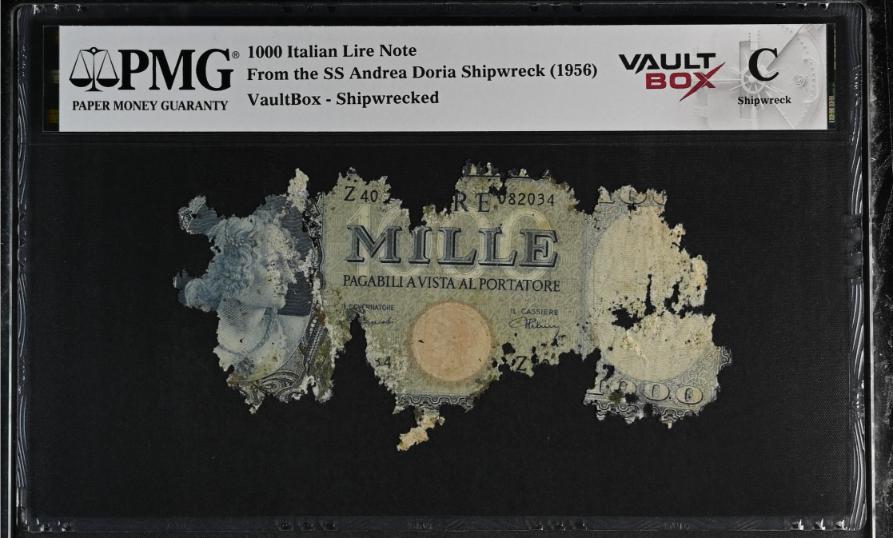 Andrea Doria 1000 Italian Lire Note PMG Shipwreck "C" Front