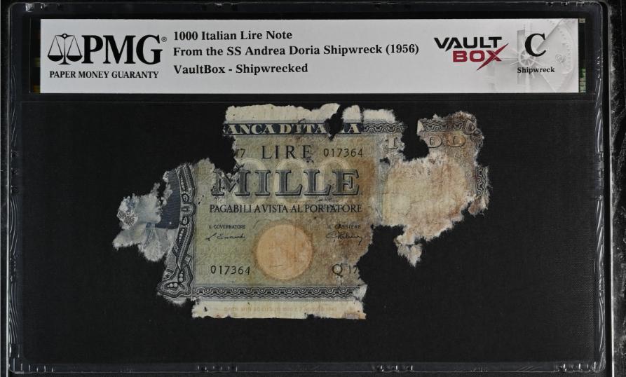 Andrea Doria 1000 Italian Lire Note PMG Shipwreck "C" Front