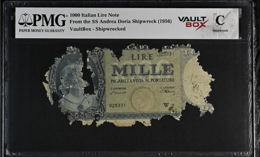 Andrea Doria 1000 Italian Lire Note PMG Shipwreck "C" Front