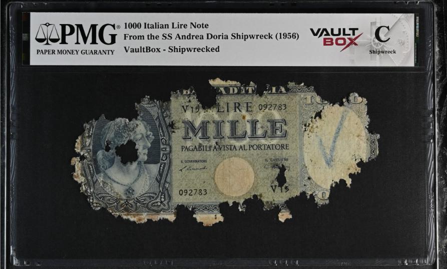 Andrea Doria 1000 Italian Lire Note PMG Shipwreck "C" Front