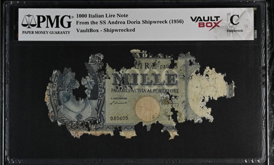 Andrea Doria 1000 Italian Lire Note PMG Shipwreck "C" Front