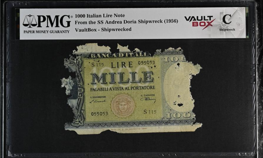 Andrea Doria 1000 Italian Lire Note PMG Shipwreck "C" Front