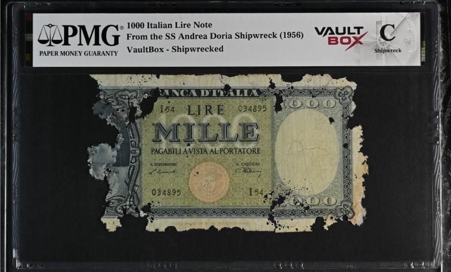 Andrea Doria 1000 Italian Lire Note PMG Shipwreck "C" Front