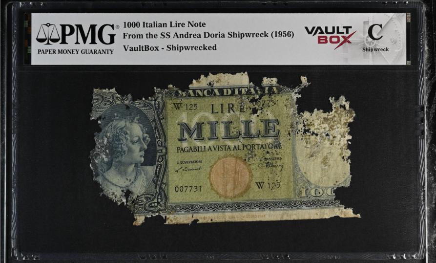 Andrea Doria 1000 Italian Lire Note PMG Shipwreck "C" Front
