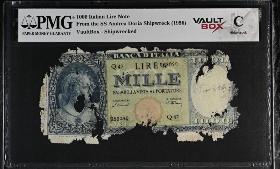 Andrea Doria 1000 Italian Lire Note PMG Shipwreck "C" Front