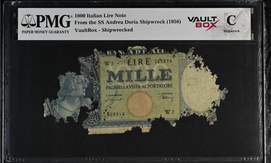 Andrea Doria 1000 Italian Lire Note PMG Shipwreck "C" Front