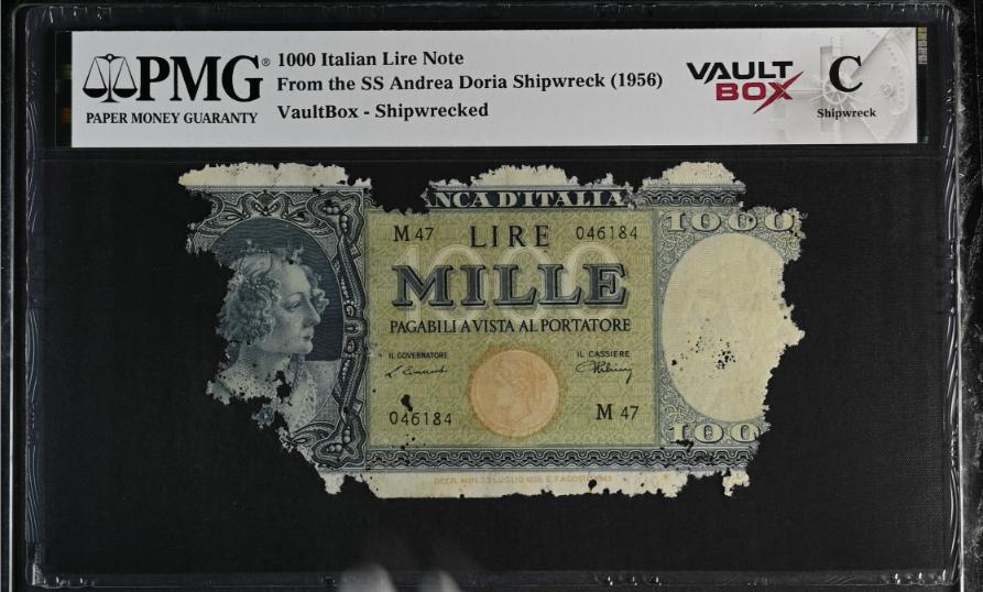 Andrea Doria 1000 Italian Lire Note PMG Shipwreck "C" Front