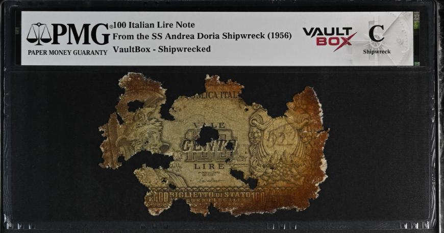 Andrea Doria 100 Italian Lire Note PMG Shipwreck "C" Front