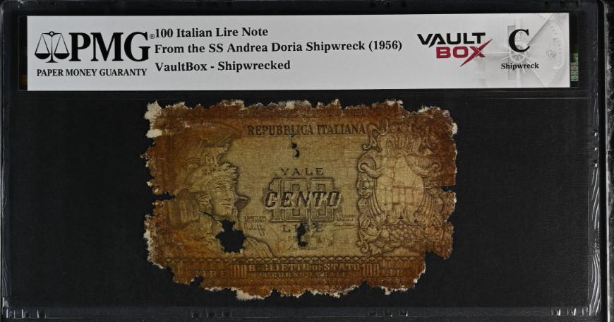 Andrea Doria 100 Italian Lire Note PMG Shipwreck "C" Front
