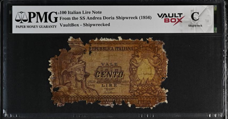 Andrea Doria 100 Italian Lire Note PMG Shipwreck "C" Front