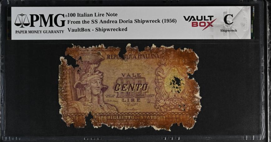 Andrea Doria 100 Italian Lire Note PMG Shipwreck "C" Front