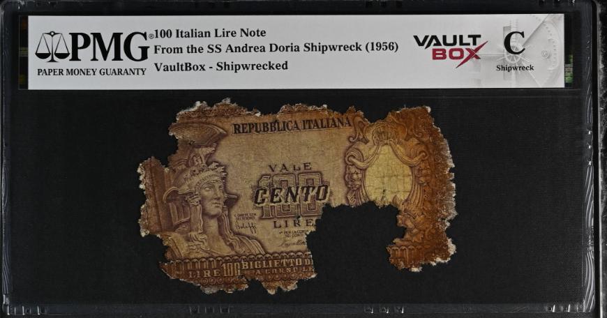 Andrea Doria 100 Italian Lire Note PMG Shipwreck "C" Front