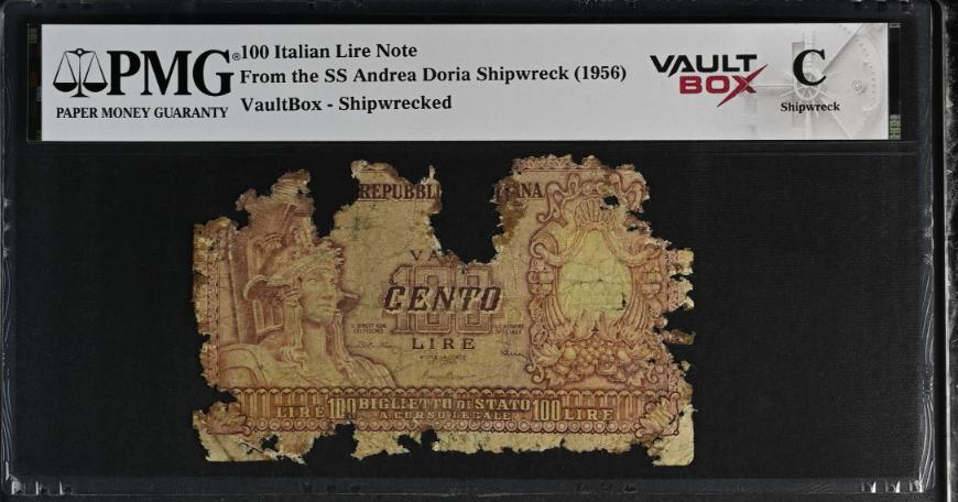 Andrea Doria 100 Italian Lire Note PMG Shipwreck "C" Front