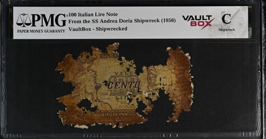 Andrea Doria 100 Italian Lire Note PMG Shipwreck "C" Front