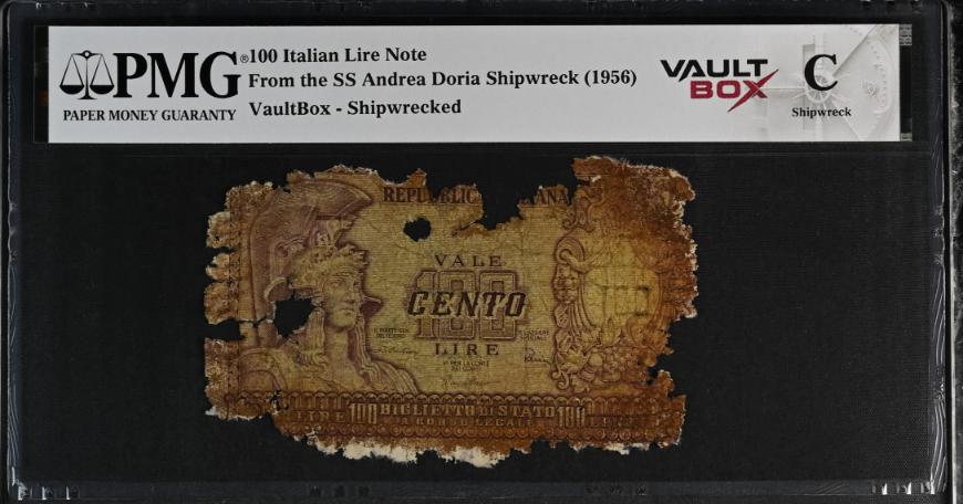 Andrea Doria 100 Italian Lire Note PMG Shipwreck "C" Front