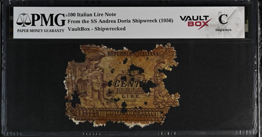 Andrea Doria 100 Italian Lire Note PMG Shipwreck "C" Front