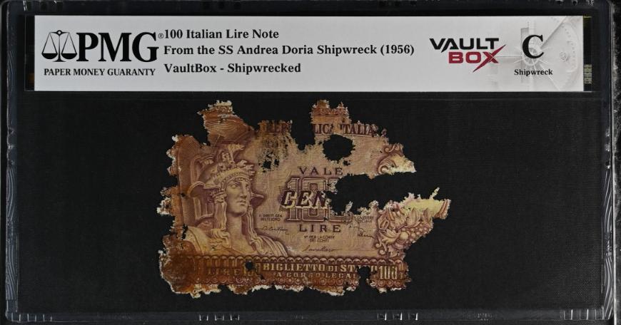 Andrea Doria 100 Italian Lire Note PMG Shipwreck "C" Front