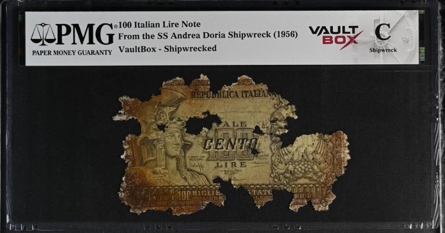 Andrea Doria 100 Italian Lire Note PMG Shipwreck "C" Front