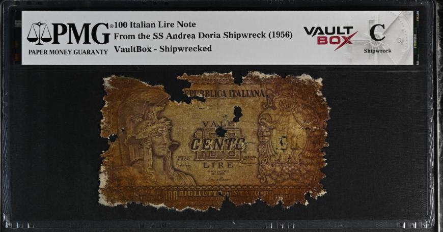 Andrea Doria 100 Italian Lire Note PMG Shipwreck "C" Front