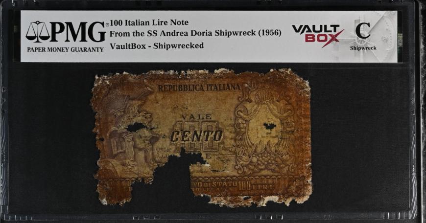 Andrea Doria 100 Italian Lire Note PMG Shipwreck "C" Front