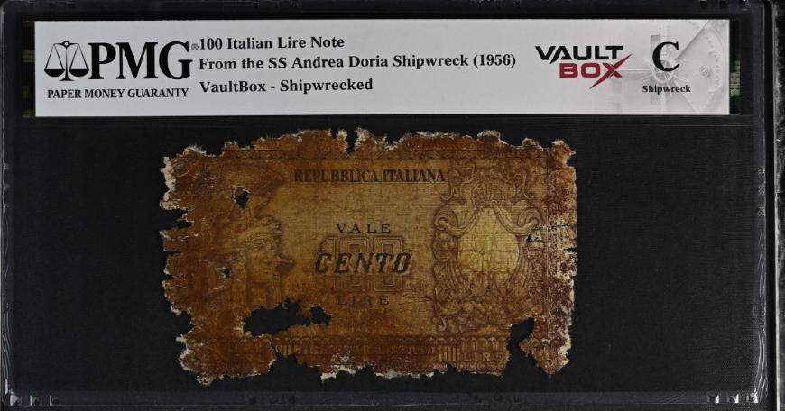 Andrea Doria 100 Italian Lire Note PMG Shipwreck "C" Front