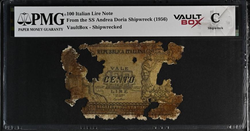 Andrea Doria 100 Italian Lire Note PMG Shipwreck "C" Front