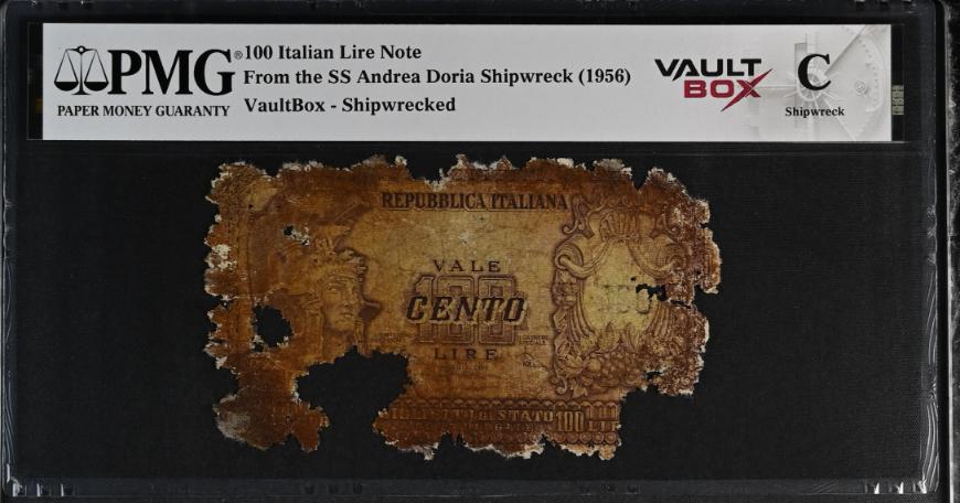 Andrea Doria 100 Italian Lire Note PMG Shipwreck "C" Front