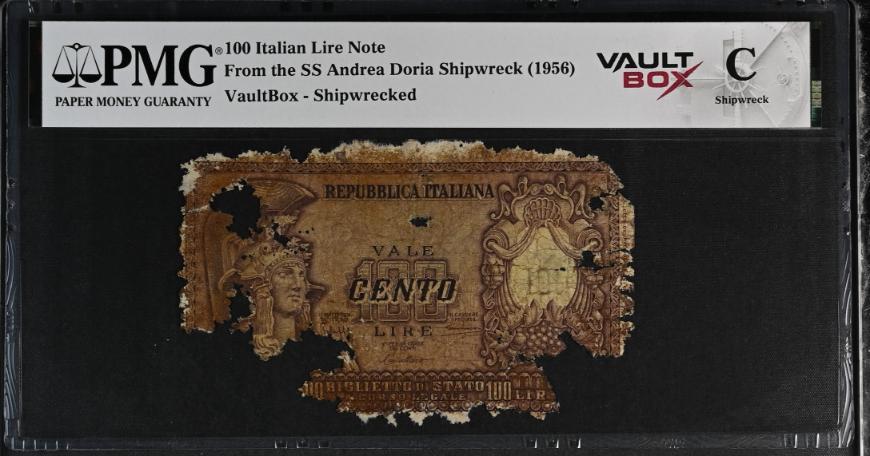 Andrea Doria 100 Italian Lire Note PMG Shipwreck "C" Front