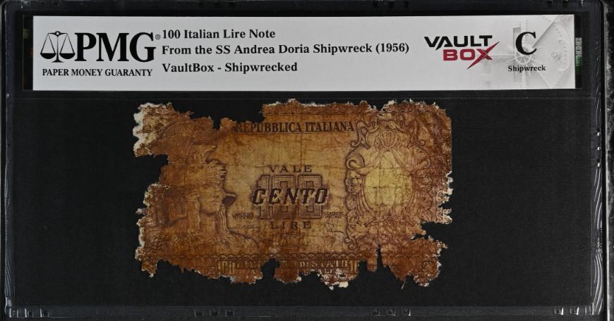 Andrea Doria 100 Italian Lire Note PMG Shipwreck "C" Front