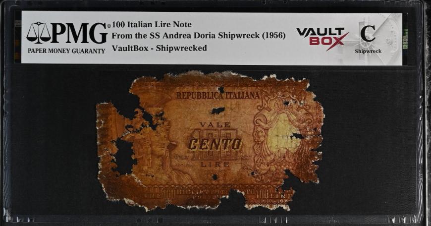 Andrea Doria 100 Italian Lire Note PMG Shipwreck "C" Front