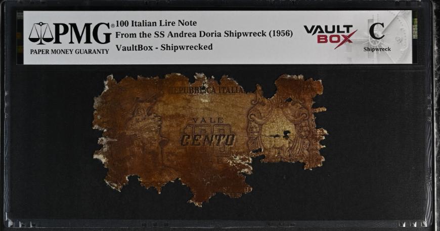 Andrea Doria 100 Italian Lire Note PMG Shipwreck "C" Front