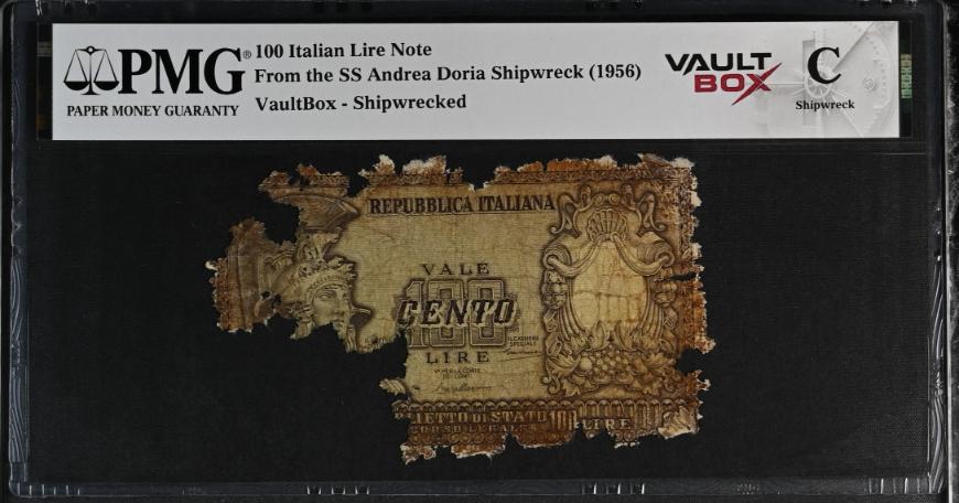 Andrea Doria 100 Italian Lire Note PMG Shipwreck "C" Front