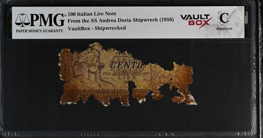 Andrea Doria 100 Italian Lire Note PMG Shipwreck "C" Front