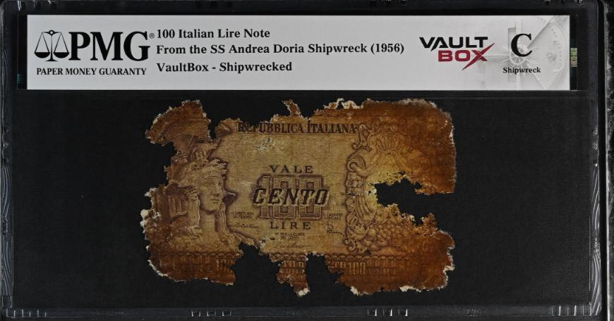 Andrea Doria 100 Italian Lire Note PMG Shipwreck "C" Front