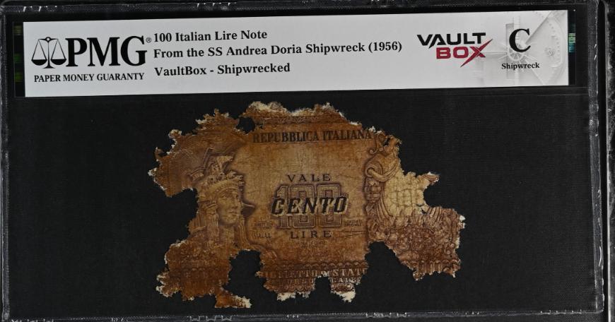 Andrea Doria 100 Italian Lire Note PMG Shipwreck "C" Front