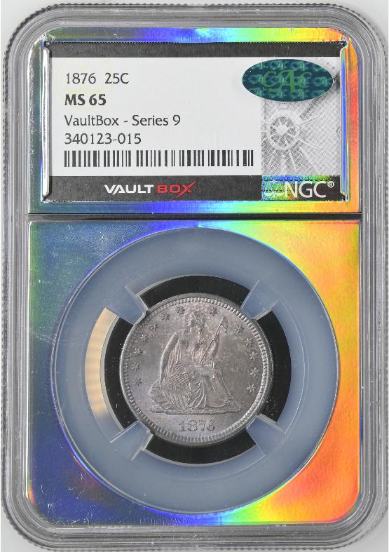 1876 25C NGC MS65 CAC FRONT