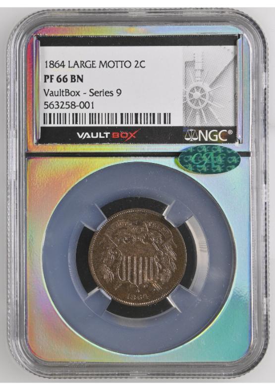 1864 LARGE MOTTO 2C NGC PF66BN CAC FRONT