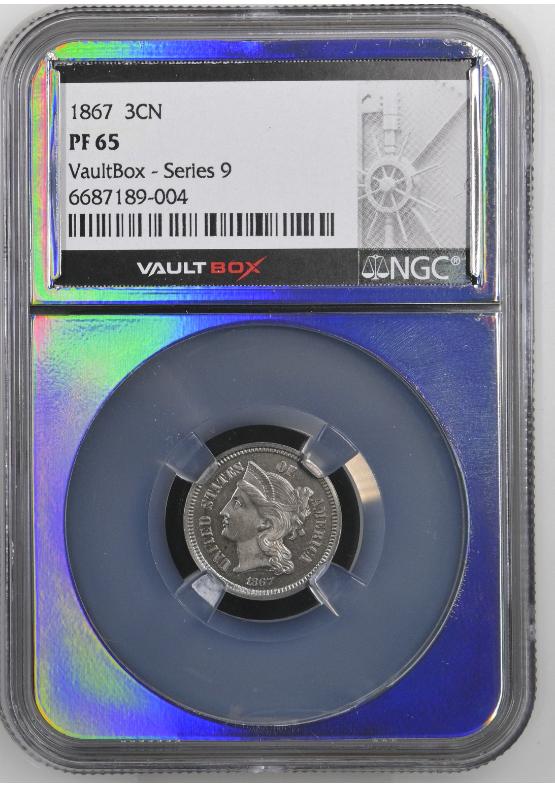 1867 3CN NGC PF65 CAC REDEMPTION PART OF (10) COIN PROOF SET FRONT