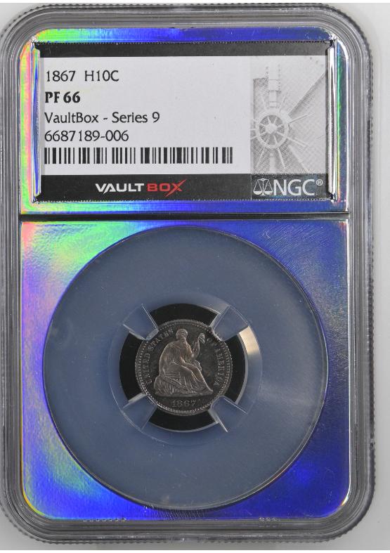 1867 H10C NGC PF66 CAC REDEMPTION PART OF (10) COIN PROOF SET FRONT