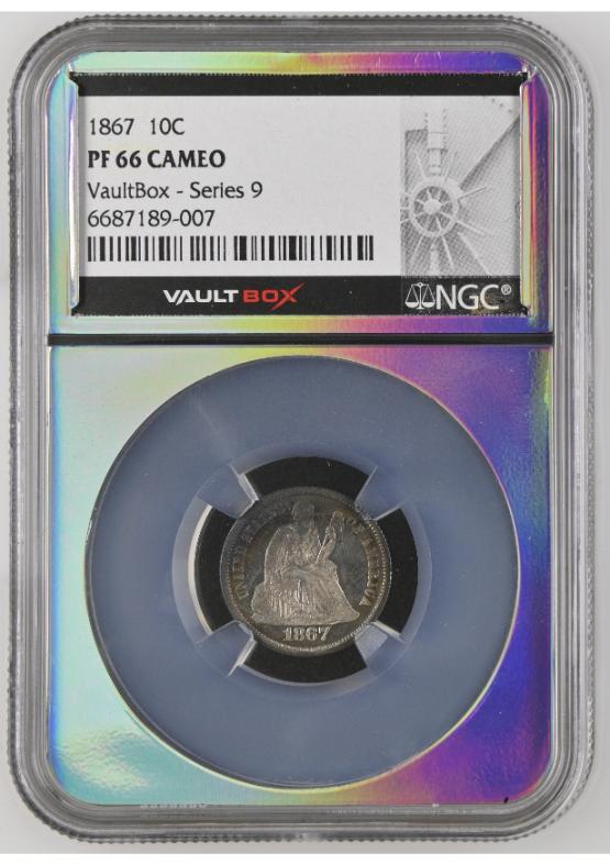 1867 10C NGC PF66CAMEO REDEMPTION PART OF (10) COIN PROOF SET FRONT