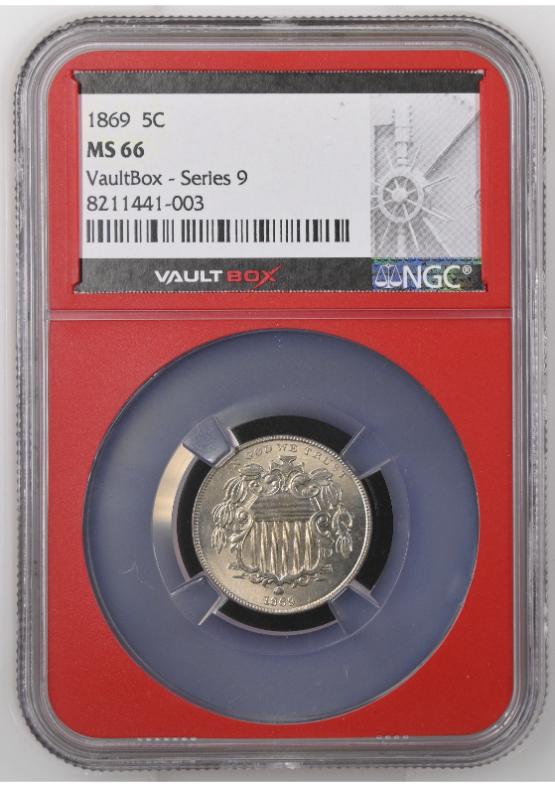 1869 5C NGC MS66 FRONT