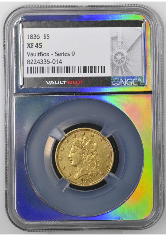 1836 G$5 NGC XF45 FRONT