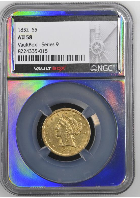 1852 G$5 NGC AU58 FRONT