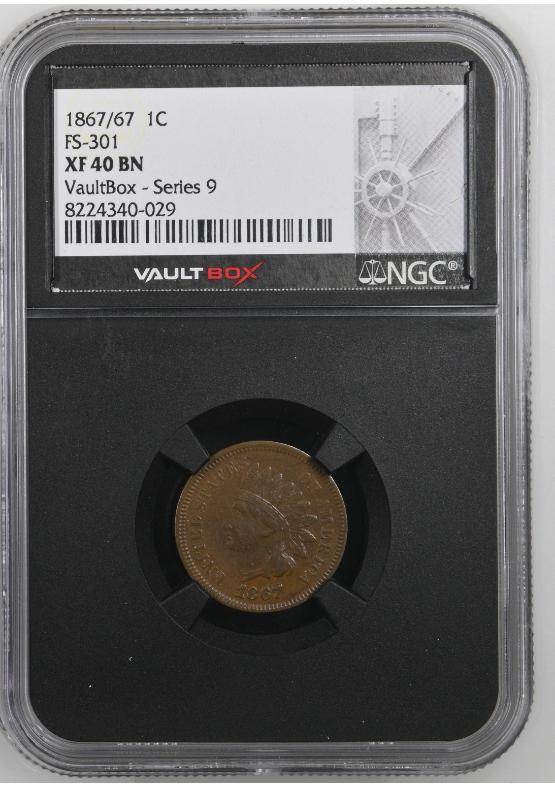 1867/67 FS-301 1C NGC XF40BN FRONT