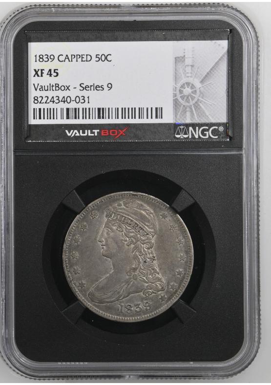 1839 CAPPED 50C NGC XF45 FRONT