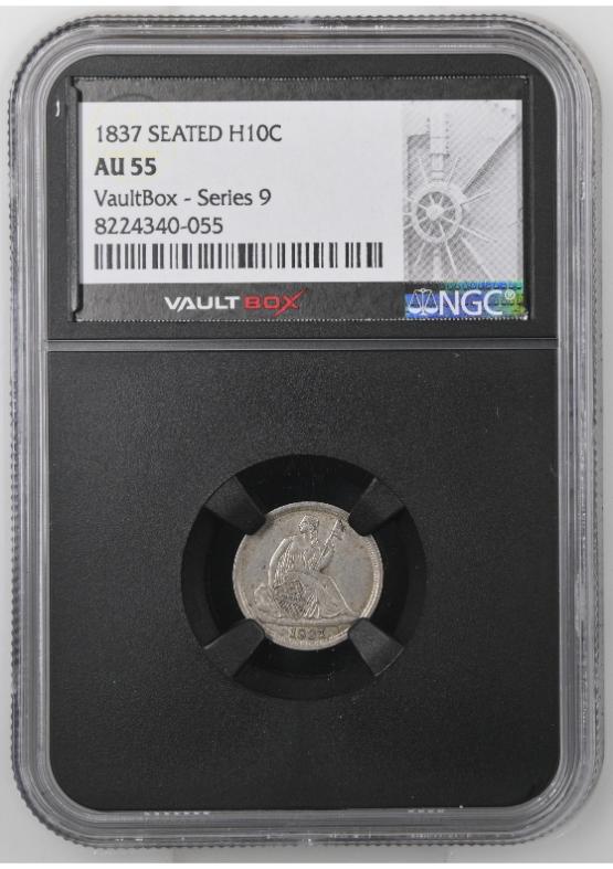 1837 SEATED H10C NGC AU55 FRONT