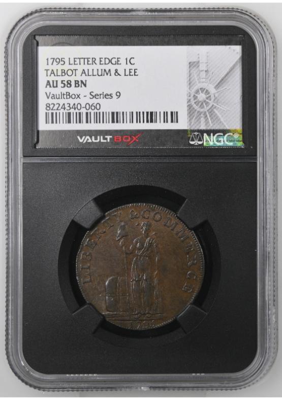 1795 LETTER EDGE TALBOT ALLUM & LEE 1C NGC AU58BN FRONT