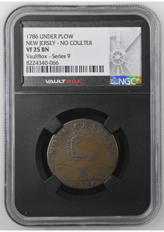 1786 UNDER PLOW NEW JERSEY - NO COULTER NGC VF25BN FRONT