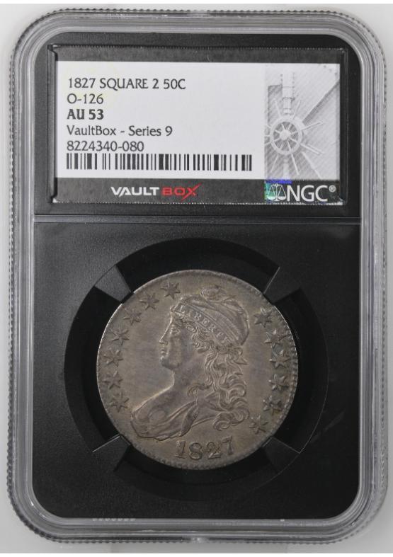 1827 SQUARE 2 O-126 50C NGC AU53 FRONT