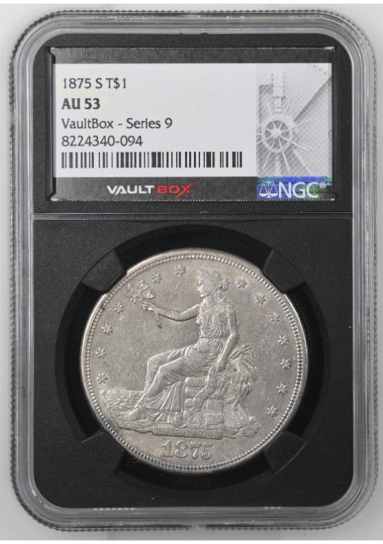 1875-S T$1 NGC AU53 FRONT